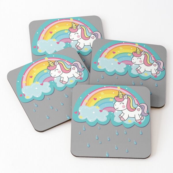 Item preview, Unicorn!!!! Cute Kawaii Unicorn with Rainbow, Clouds & Rain designed and sold by MunsyArt.
