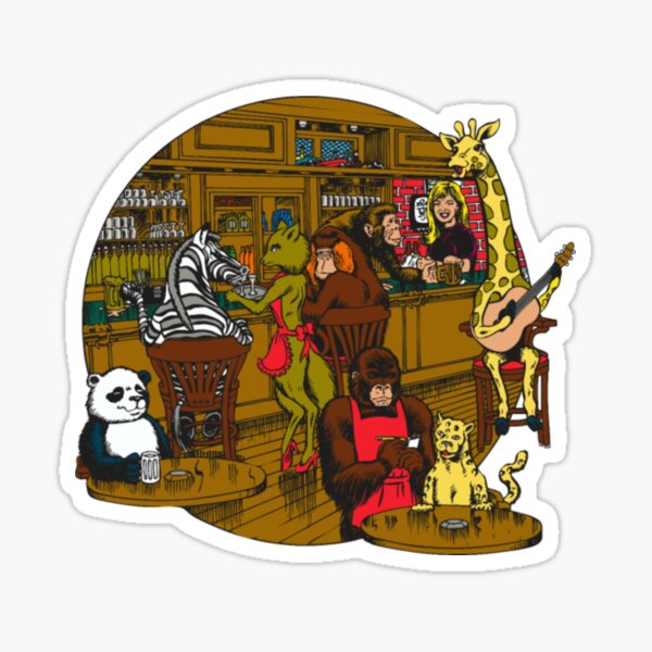 "Animal Bar cartoon" Sticker for Sale by GoriAntan Redbubble