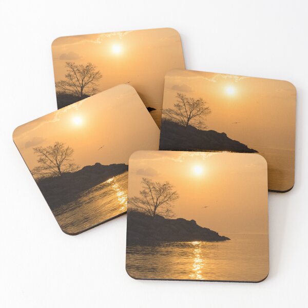 Item preview, Subtle Golden Mist - Serendipitous Seagull Flyby at Sunrise designed and sold by Georgia Mizuleva.