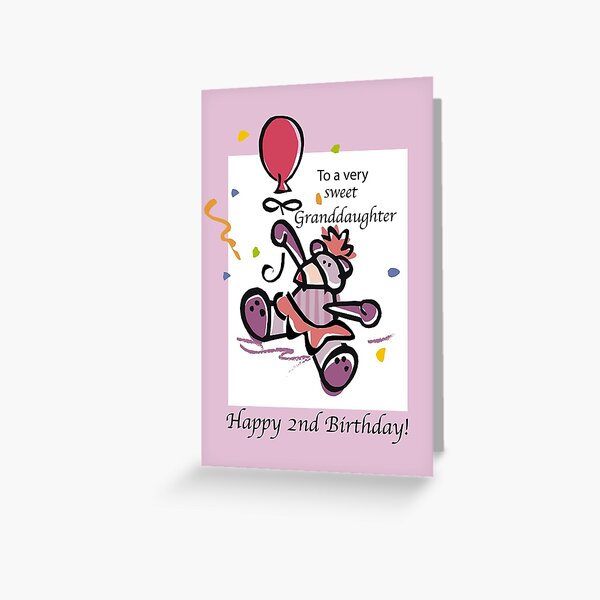 Grandniece 2nd Birthday Bear Balloon Girl Greeting Card By Sandrarose Redbubble