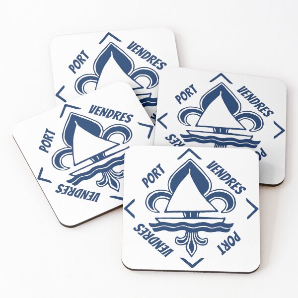 Item preview, Port Vendres in Pyrénées Orientales, Occitania, France, Mediterranean Sea - French Seaside Resort - Navy Blue Vintage Sailor Logo - Sailing Boat with Heraldic Lily designed and sold by Vintage-TM.