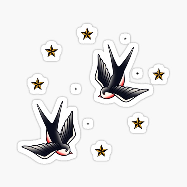 "Swallow Pattern Old School" Sticker by SoulArtLove Redbubble