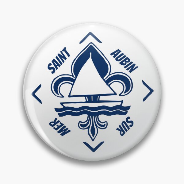 Item preview, Saint Aubin sur Mer in Normandia, France - French Seaside Resort - Navy Blue Vintage Sailor Logo - Sailing Boat with Heraldic Lily designed and sold by Vintage-TM.