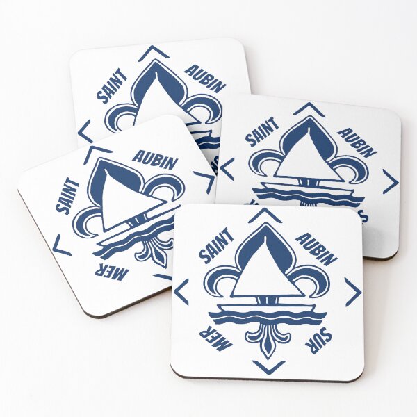 Item preview, Saint Aubin sur Mer in Normandia, France - French Seaside Resort - Navy Blue Vintage Sailor Logo - Sailing Boat with Heraldic Lily designed and sold by Vintage-TM.
