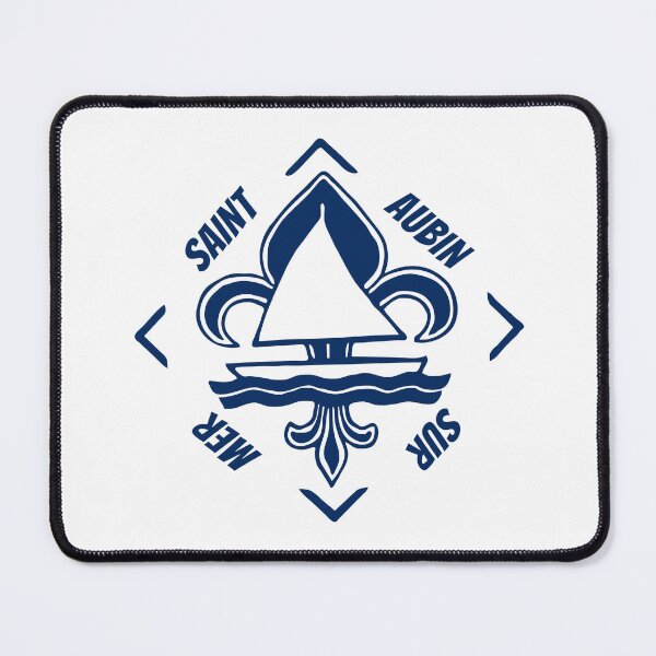 Item preview, Saint Aubin sur Mer in Normandia, France - French Seaside Resort - Navy Blue Vintage Sailor Logo - Sailing Boat with Heraldic Lily designed and sold by Vintage-TM.