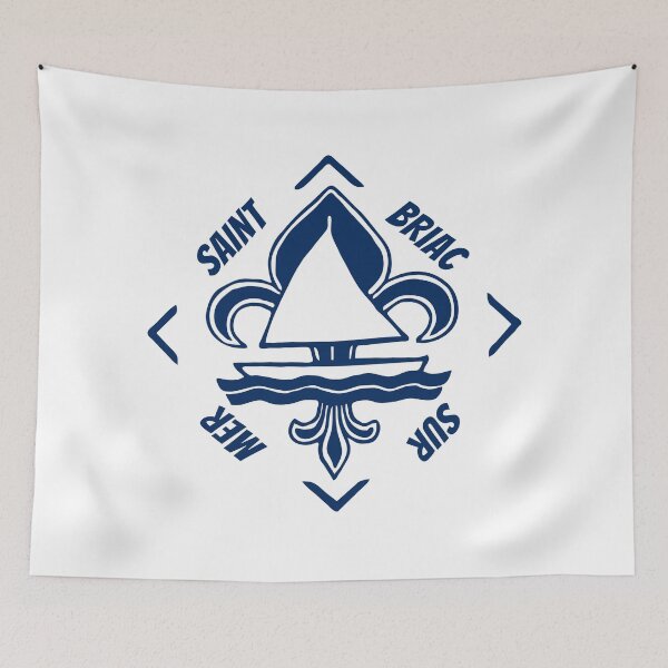 Item preview, Saint Briac sur Mer in Brittany, France - French Seaside Resort - Navy Blue Vintage Sailor Logo - Sailing Boat with Heraldic Lily designed and sold by Vintage-TM.
