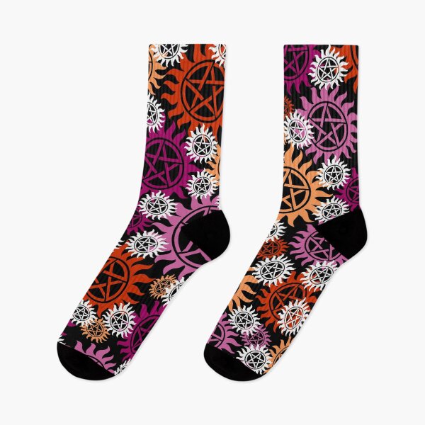 Item preview, Supernatural - Anti Possession Symbol Lesbian Pride Colors on Black designed and sold by humnoo.