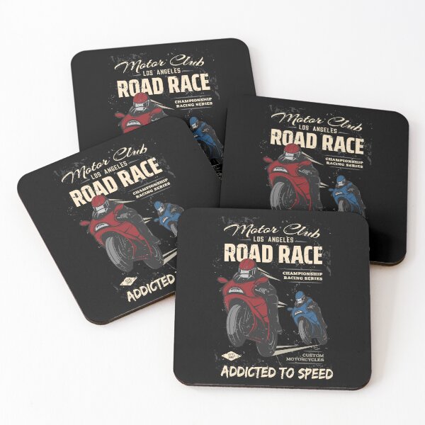 Item preview, Road Race Addicted To Speed - A retro design with 2 motorcyclists and the slogan Road Race Addicted To Speed designed and sold by velisani.