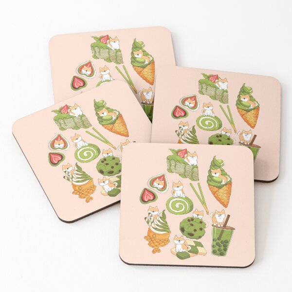 Item preview, Red Shiba Inu with Japanese desserts - Pink designed and sold by Lulupainting.
