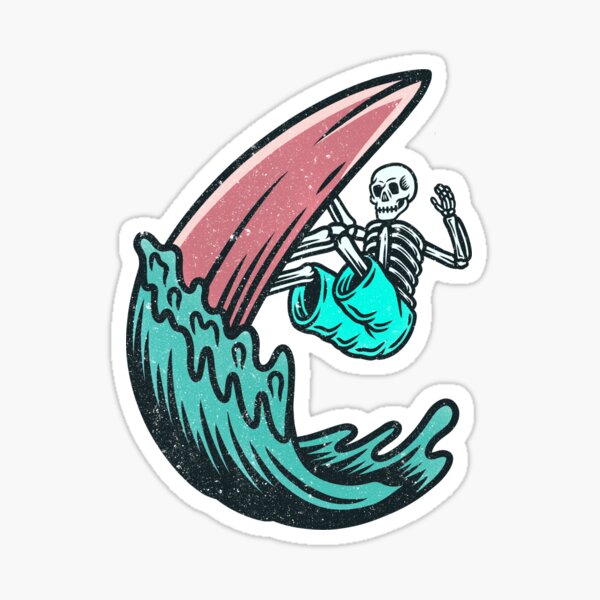 Artikel-Vorschau von Sommerskelett, das die Wellen auf Surfbrett surft, designt und verkauft von CLOUDREST.