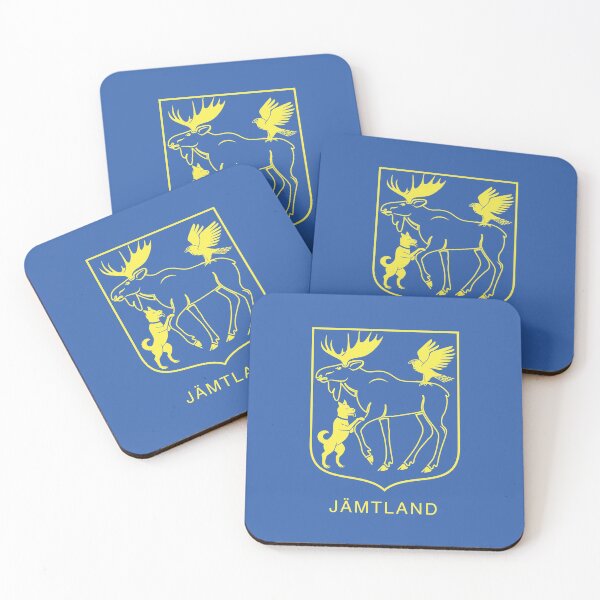 Item preview, Silver Moose striked by Falcon and Hound, the Coat of Arms of Jämtland, Sweden, Yellow Print (Svenska Landskap)  designed and sold by Landskapsbutiken .com.