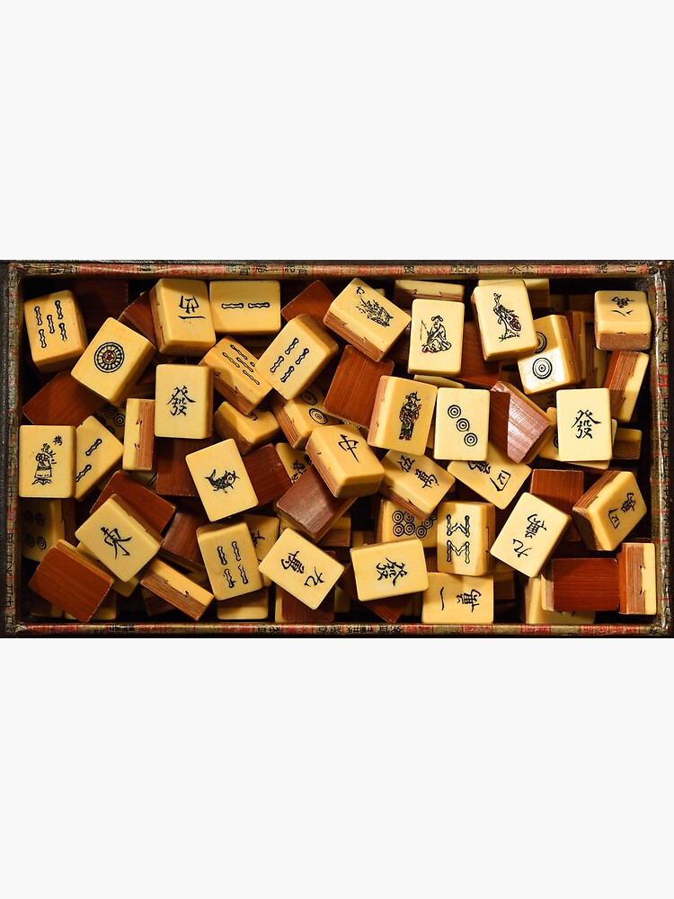 Vintage Antique Chinese Bone Bamboo Mahjong Set Mah Jongg 