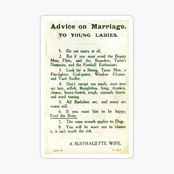 Advice on Marriage to Young Ladies Sticker