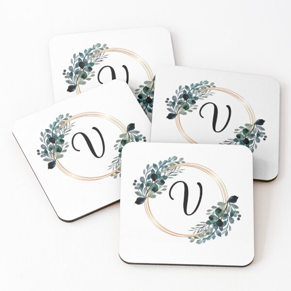 Item preview, Monogram Letter V | Laurels with Gold Borders designed and sold by JustSeasons.