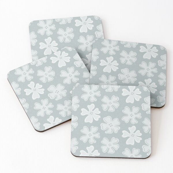 Item preview, Pattern of light gray button flowers on silver gray designed and sold by colorofmagic.