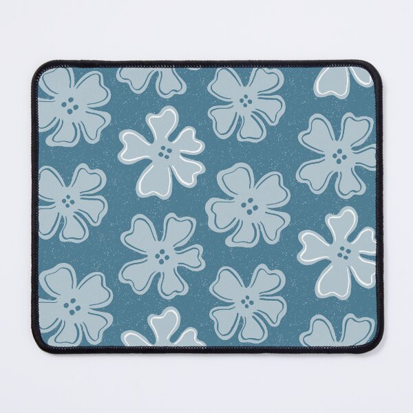 Item preview, Pattern of light blue and white button flowers on blue designed and sold by colorofmagic.