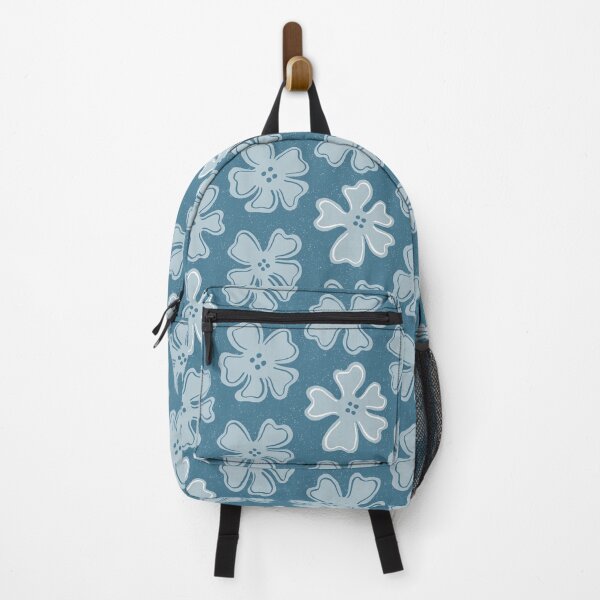 Item preview, Pattern of light blue and white button flowers on blue designed and sold by colorofmagic.