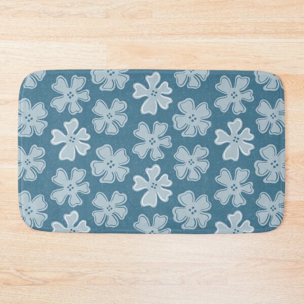 Item preview, Pattern of light blue and white button flowers on blue designed and sold by colorofmagic.