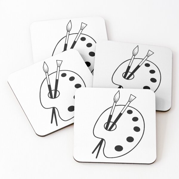 Item preview, Artist Paintbrush and paints Monochrome  designed and sold by ElenaJoyDesign.