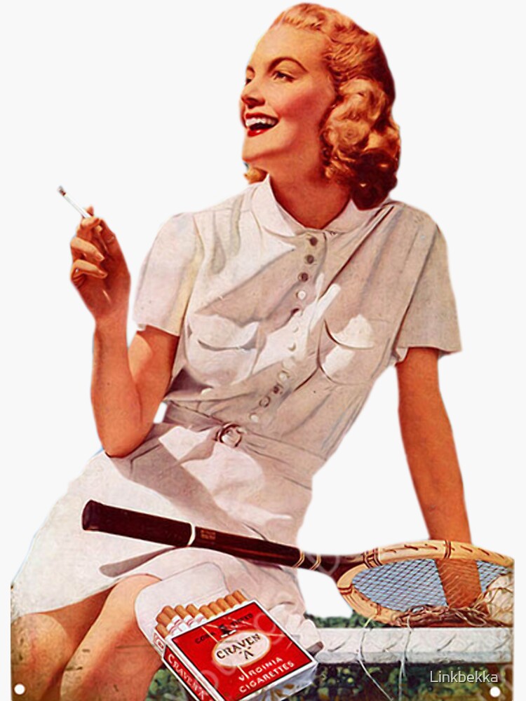 "Female Tennis Player Smoking a Cigarette" Sticker for Sale by