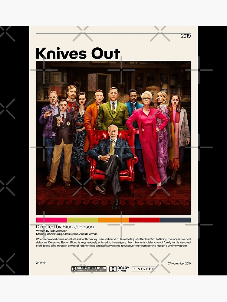 "Mens Funny Knives Out Poster Rian Johnson Minimalist Movie Poster
