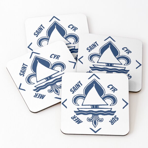 Item preview, Saint Cyr sur Mer in Provence Alpes Cote d'Azur, France, Mediterranean Sea - French Seaside Resort - Navy Blue Vintage Sailor Logo - Sailing Boat with Heraldic Lily designed and sold by Vintage-TM.