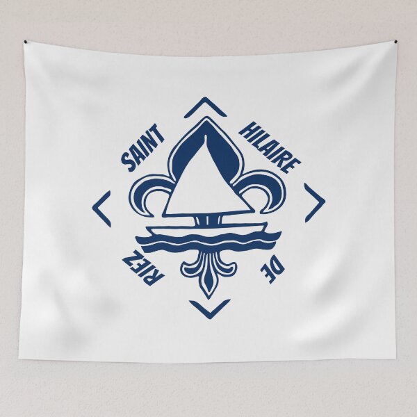 Item preview, Saint Hilaire de Riez in Vendée, Pays de la Loire, France, Atlantic Ocean - French Seaside Resort - Navy Blue Vintage Sailor Logo - Sailing Boat with Heraldic Lily designed and sold by Vintage-TM.