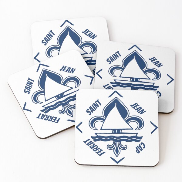 Item preview, Saint Jean Cap Ferrat in Provence Alpes Cote d'Azur, France, Mediterranean Sea - French Seaside Resort - Navy Blue Vintage Sailor Logo - Sailing Boat with Heraldic Lily designed and sold by Vintage-TM.
