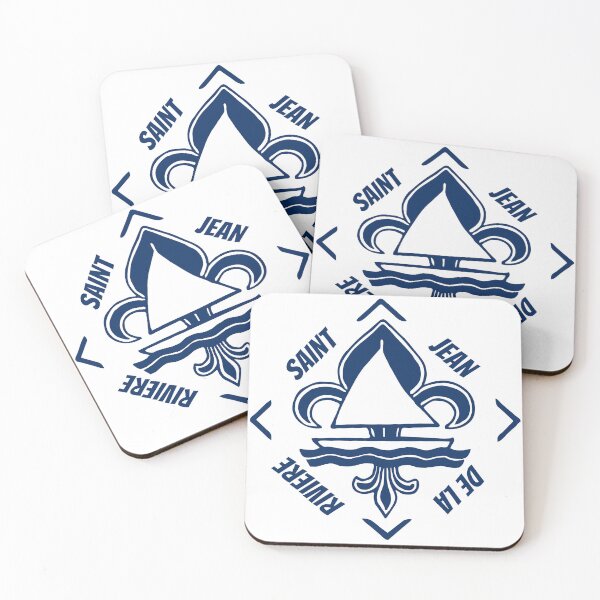 Item preview, Saint Jean de la Rivière in Normandia, France, La Manche - French Seaside Resort - Navy Blue Vintage Sailor Logo - Sailing Boat with Heraldic Lily designed and sold by Vintage-TM.