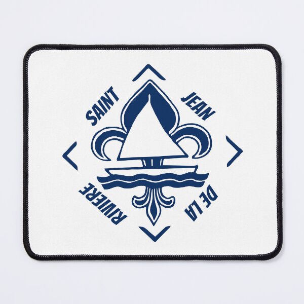Item preview, Saint Jean de la Rivière in Normandia, France, La Manche - French Seaside Resort - Navy Blue Vintage Sailor Logo - Sailing Boat with Heraldic Lily designed and sold by Vintage-TM.