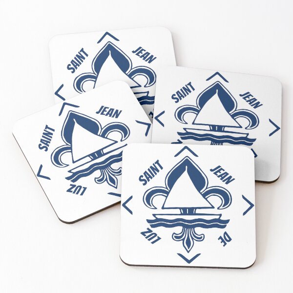 Item preview, Saint Jean de Luz in Pyrénées-Atlantiques, Nouvelle Aquitaine, France, Atlantic Ocean - French Seaside Resort - Navy Blue Vintage Sailor Logo - Sailing Boat with Heraldic Lily designed and sold by Vintage-TM.