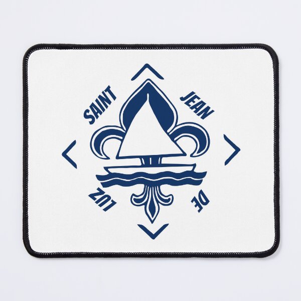 Item preview, Saint Jean de Luz in Pyrénées-Atlantiques, Nouvelle Aquitaine, France, Atlantic Ocean - French Seaside Resort - Navy Blue Vintage Sailor Logo - Sailing Boat with Heraldic Lily designed and sold by Vintage-TM.