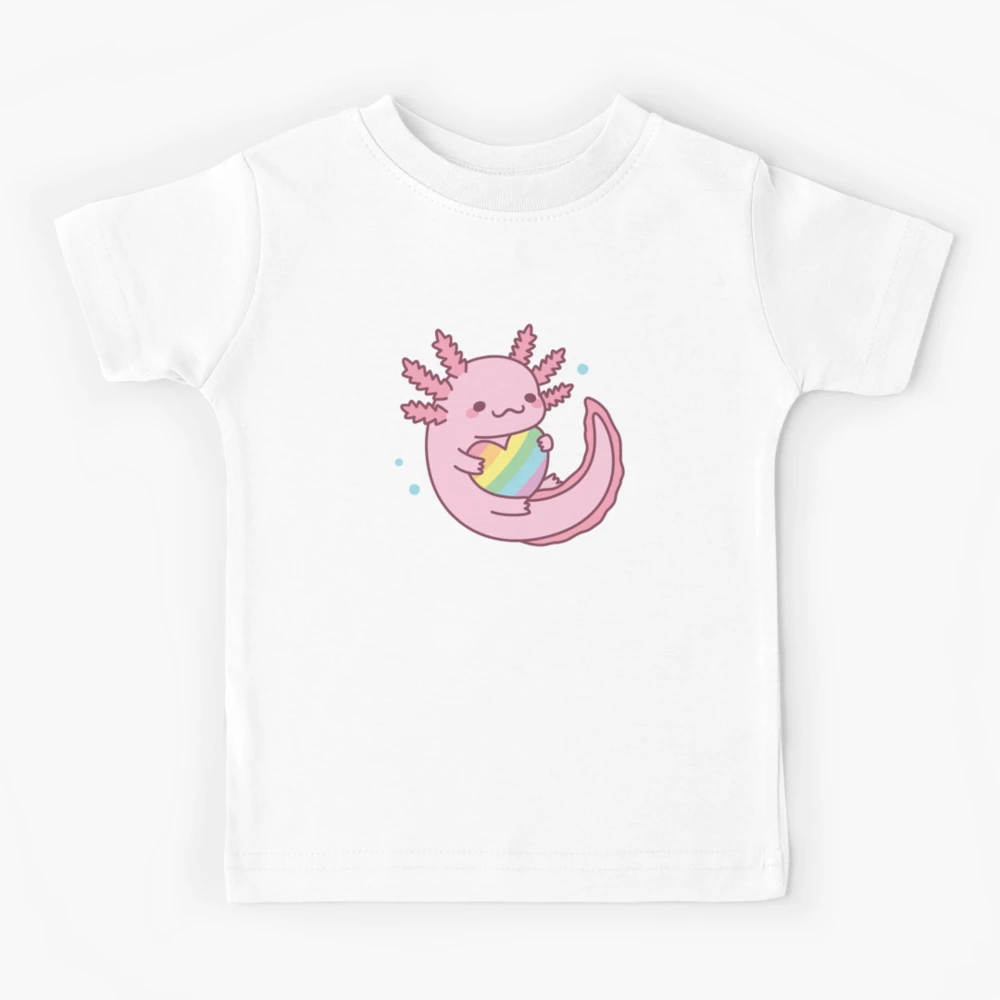 Cute Axolotl Hugging Rainbow Heart Axolotl Kids Clothing | Redbubble