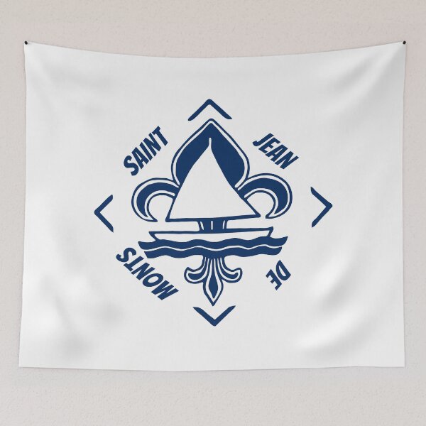 Item preview, Saint Jean de Monts in Vendée, Pays de la Loire, France, Atlantic Ocean - French Seaside Resort - Navy Blue Vintage Sailor Logo - Sailing Boat with Heraldic Lily designed and sold by Vintage-TM.