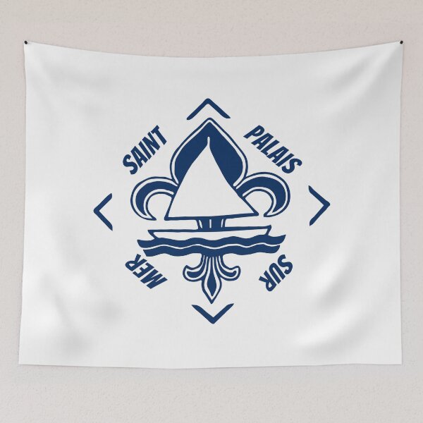 Item preview, Saint Palais sur Mer in Charente-Maritime, Nouvelle Aquitaine, France, Atlantic Ocean - French Seaside Resort - Navy Blue Vintage Sailor Logo - Sailing Boat with Heraldic Lily designed and sold by Vintage-TM.