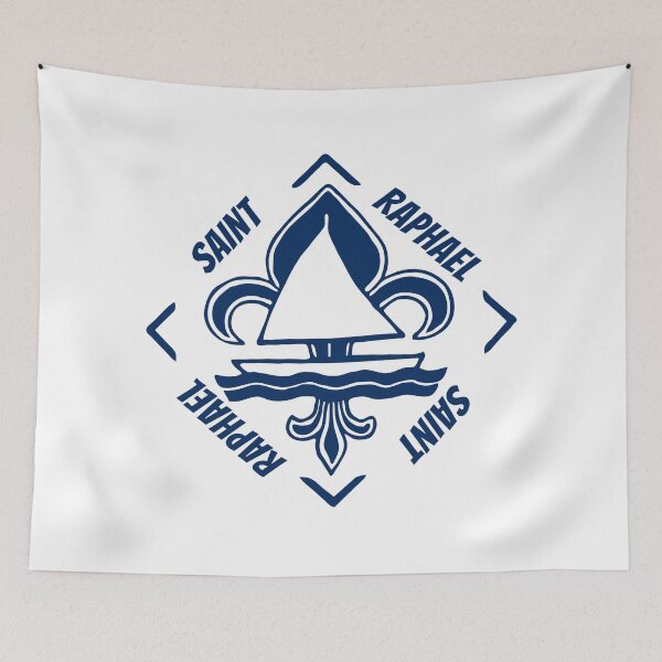 Item preview, Saint-Raphaël in Var, Provence Alpes Cote d'Azur, France, Mediterranean Sea - French Seaside Resort - Navy Blue Vintage Sailor Logo - Sailing Boat with Heraldic Lily designed and sold by Vintage-TM.