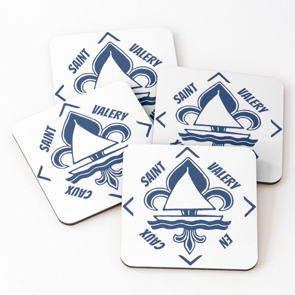 Item preview, Saint Valery en Caux in Normandia, France, La Manche - French Seaside Resort - Navy Blue Vintage Sailor Logo - Sailing Boat with Heraldic Lily designed and sold by Vintage-TM.