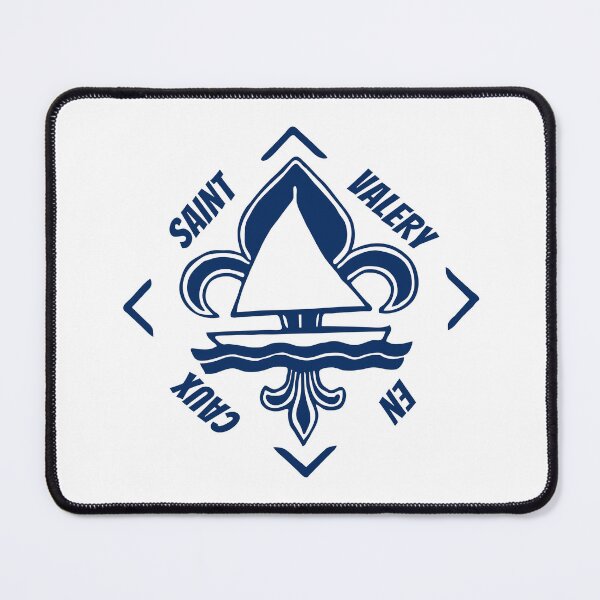 Item preview, Saint Valery en Caux in Normandia, France, La Manche - French Seaside Resort - Navy Blue Vintage Sailor Logo - Sailing Boat with Heraldic Lily designed and sold by Vintage-TM.