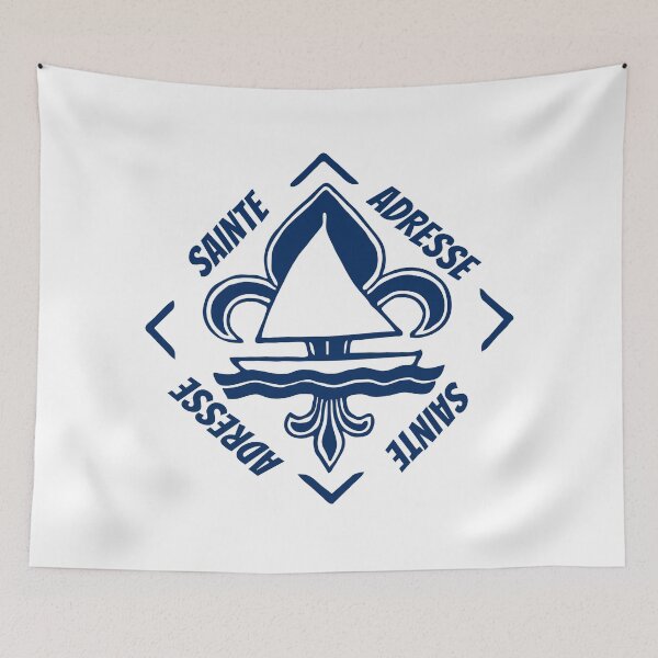 Item preview, Sainte Adresse in Normandia, France, La Manche - French Seaside Resort - Navy Blue Vintage Sailor Logo - Sailing Boat with Heraldic Lily designed and sold by Vintage-TM.