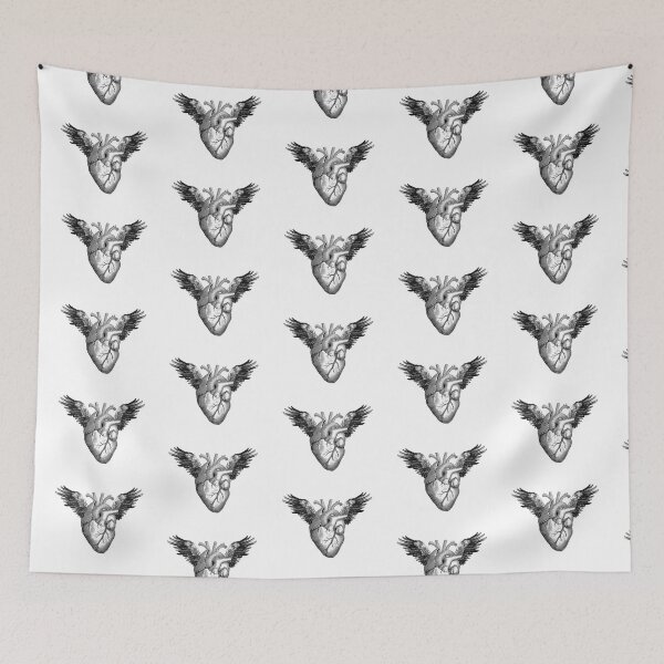 Item preview, Heart with wings (black and white) designed and sold by Madame Memento.