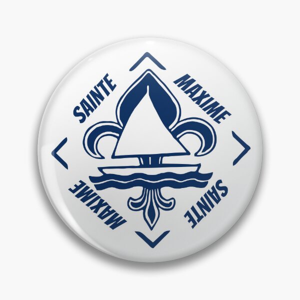 Item preview, Sainte Maxime in Var, Provence Alpes Cote d'Azur, France, Mediterranean Sea - French Seaside Resort - Navy Blue Vintage Sailor Logo - Sailing Boat with Heraldic Lily designed and sold by Vintage-TM.