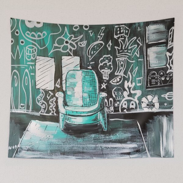 Item preview, Lone green chair, a colorful living doodle. designed and sold by dusso.