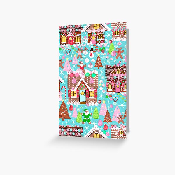 Christmas Gingerbread House, Holiday Village Greeting Card