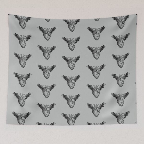 Item preview, winged heart (black and gray) designed and sold by Madame Memento.