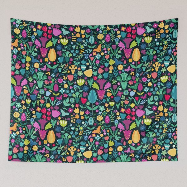 Item preview, Maximum Folk Scandinavian Floral Pattern Dark designed and sold by SamAnnDesigns.