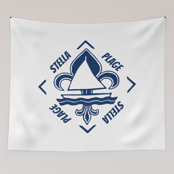 Item preview, Stella Plage in Cucq, Pas de Calais, Hauts de France, France, La Manche - French Seaside Resort - Navy Blue Vintage Sailor Logo - Sailing Boat with Heraldic Lily designed and sold by Vintage-TM.