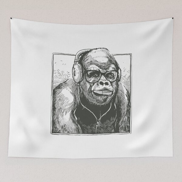 Item preview, Gorilla with headphones designed and sold by DerSenat.