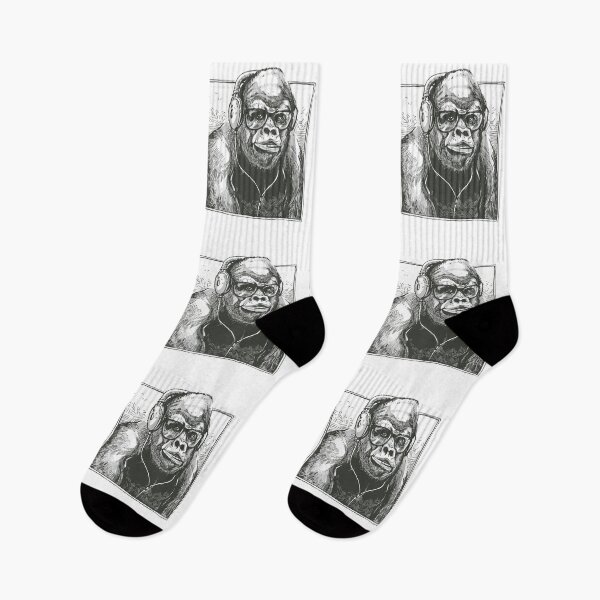 Item preview, Gorilla with headphones designed and sold by DerSenat.