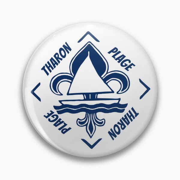 Item preview, Tharon-Plage in Pays de la Loire, France, Atlantic Ocean - French Seaside Resort - Navy Blue Vintage Sailor Logo - Sailing Boat with Heraldic Lily designed and sold by Vintage-TM.