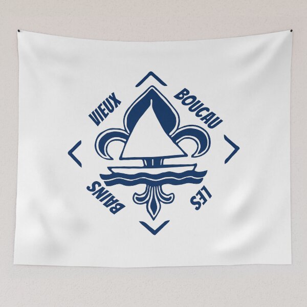 Item preview, Vieux Boucau les Bains in Nouvelle Aquitaine, France, Atlantic Ocean - French Seaside Resort - Navy Blue Vintage Sailor Logo - Sailing Boat with Heraldic Lily designed and sold by Vintage-TM.